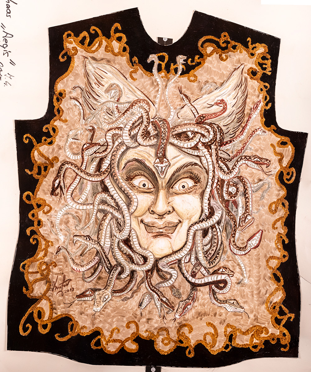 Diseño gráfico de la camiseta AEGIS de GERMENS, obra del caricaturista Steffen Kraushaar