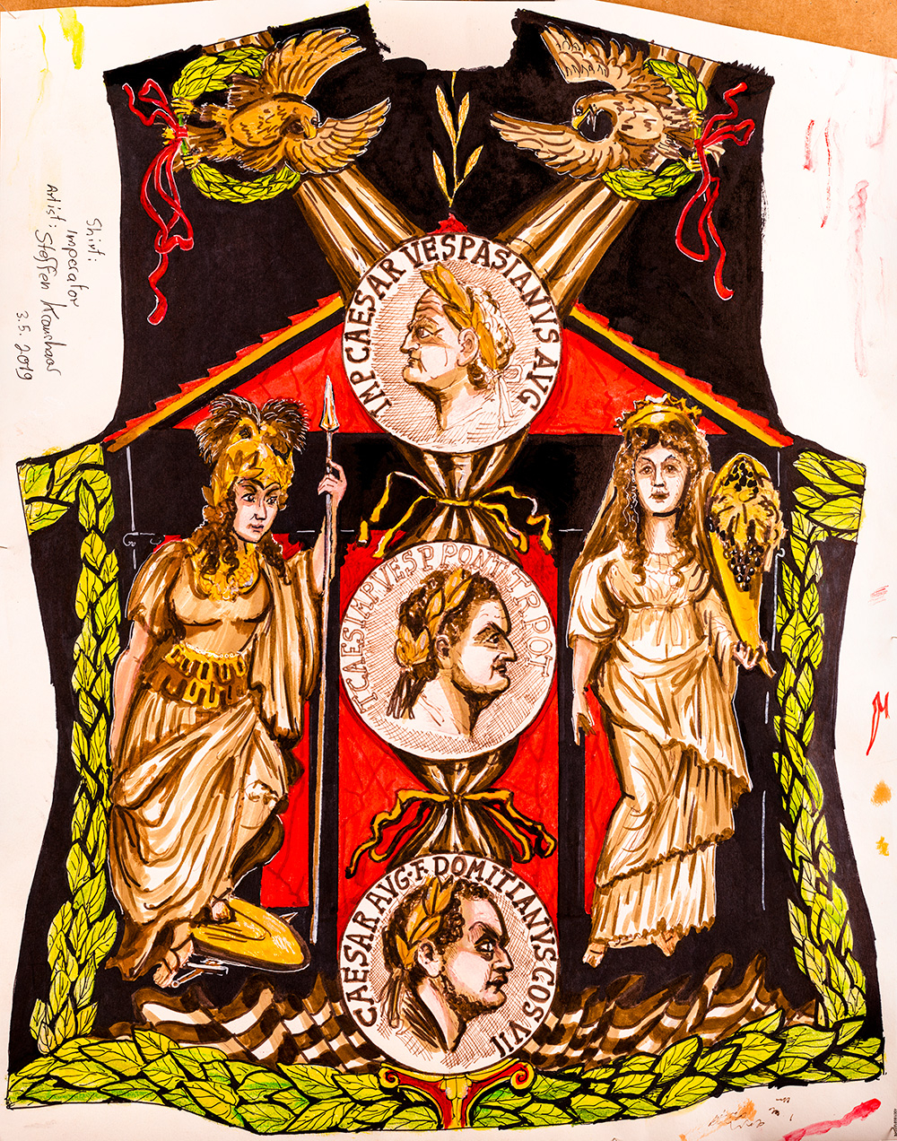 Diseño gráfico de la camisa IMPERATOR de GERMENS, obra del caricaturista Steffen Kraushaar