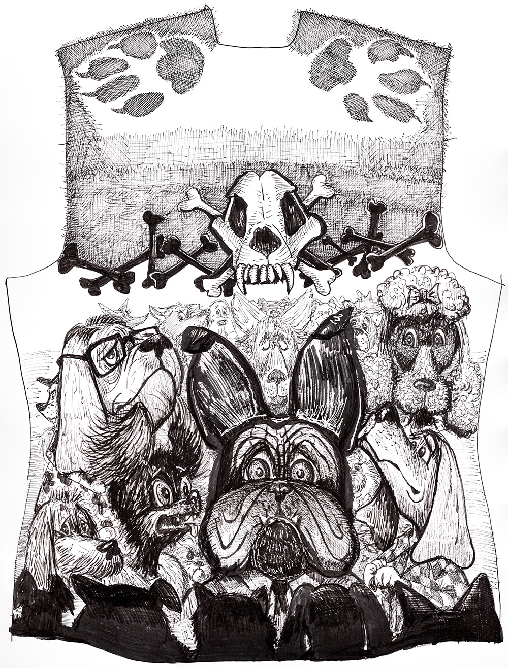 Diseño gráfico de la camiseta DOGFIGHT de GERMENS, obra del caricaturista Steffen Kraushaar