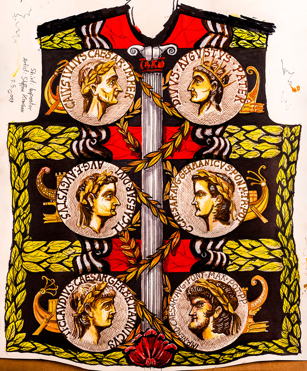 Diseño gráfico de la camisa IMPERATOR de GERMENS, obra del caricaturista Steffen Kraushaar