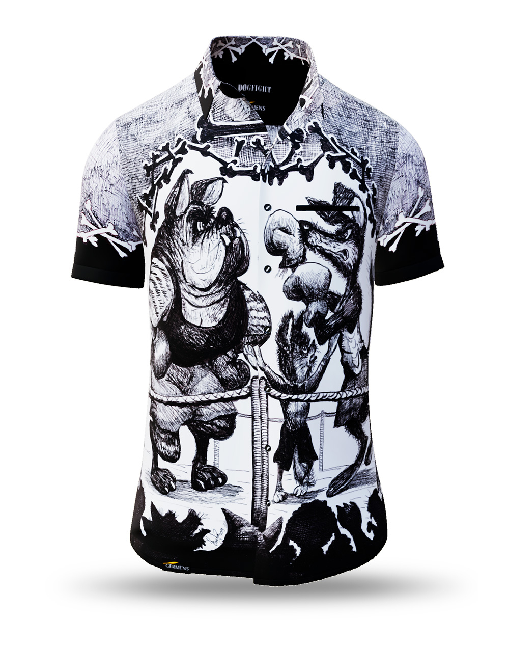Camiseta para hombre «DOGFIGHT» de GERMENS artfashion, diseñada por el caricaturista Steffen Kraushaar