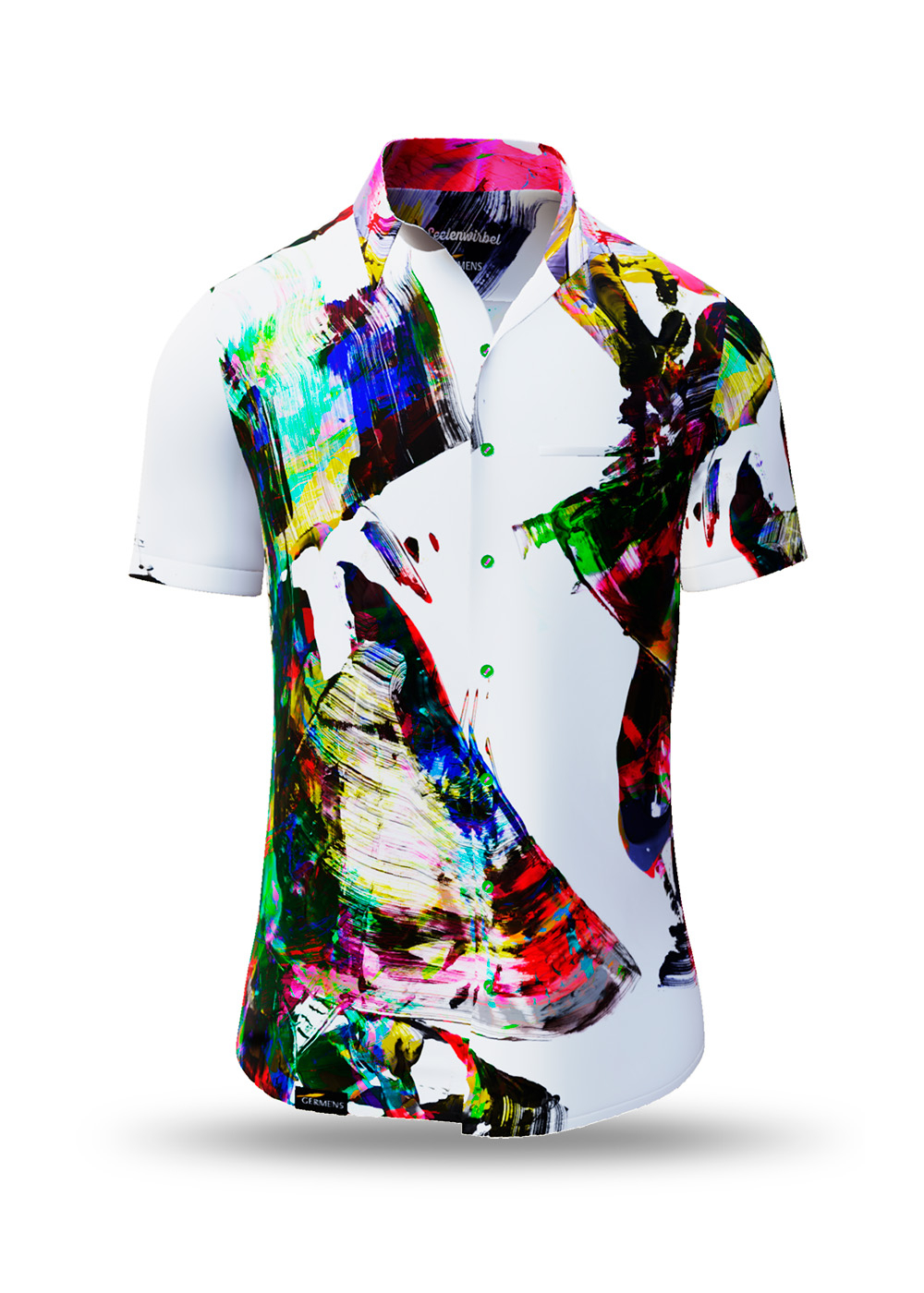 Camisa de verano de colores para hombre, manga corta, modelo «SEELENWIRBEL» de GERMENS artfashion