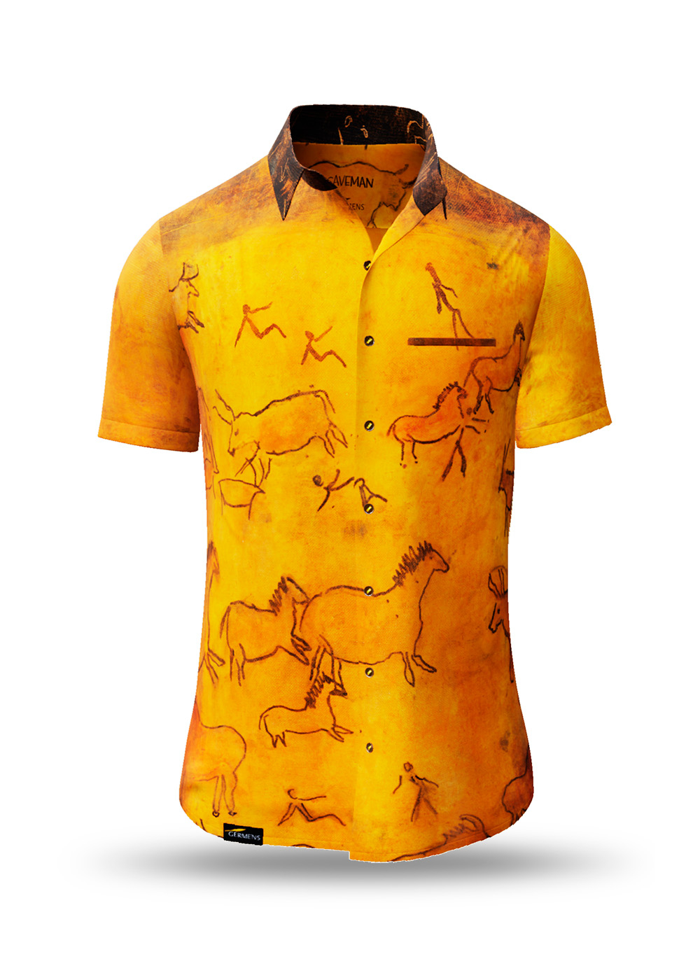orangenes Sommerhemd Herren Kurzarm CAVEMAN von GERMENS artfashion