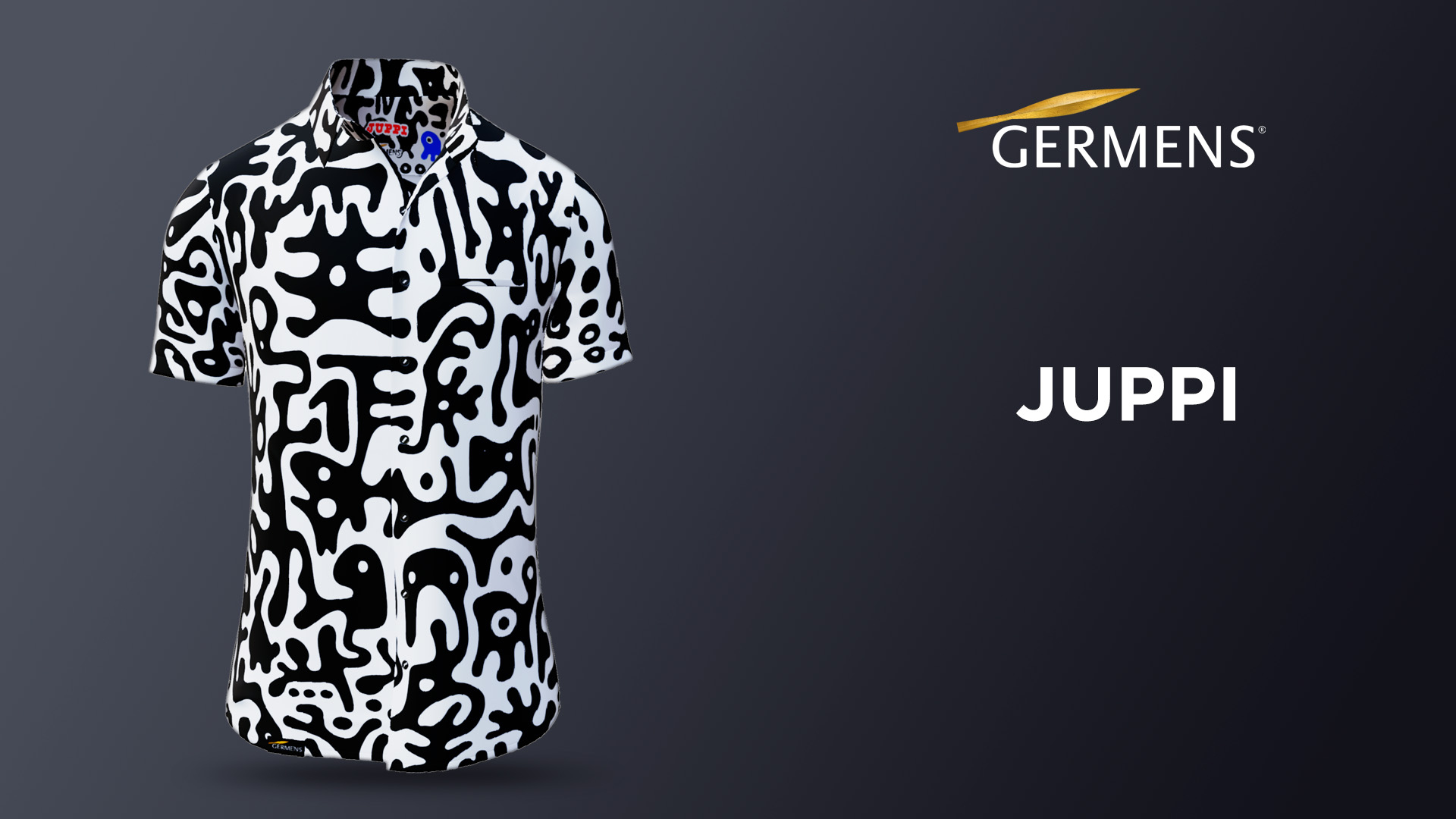 Camisa de manga corta en blanco y negro «JUPPI» de GERMENS artfashion