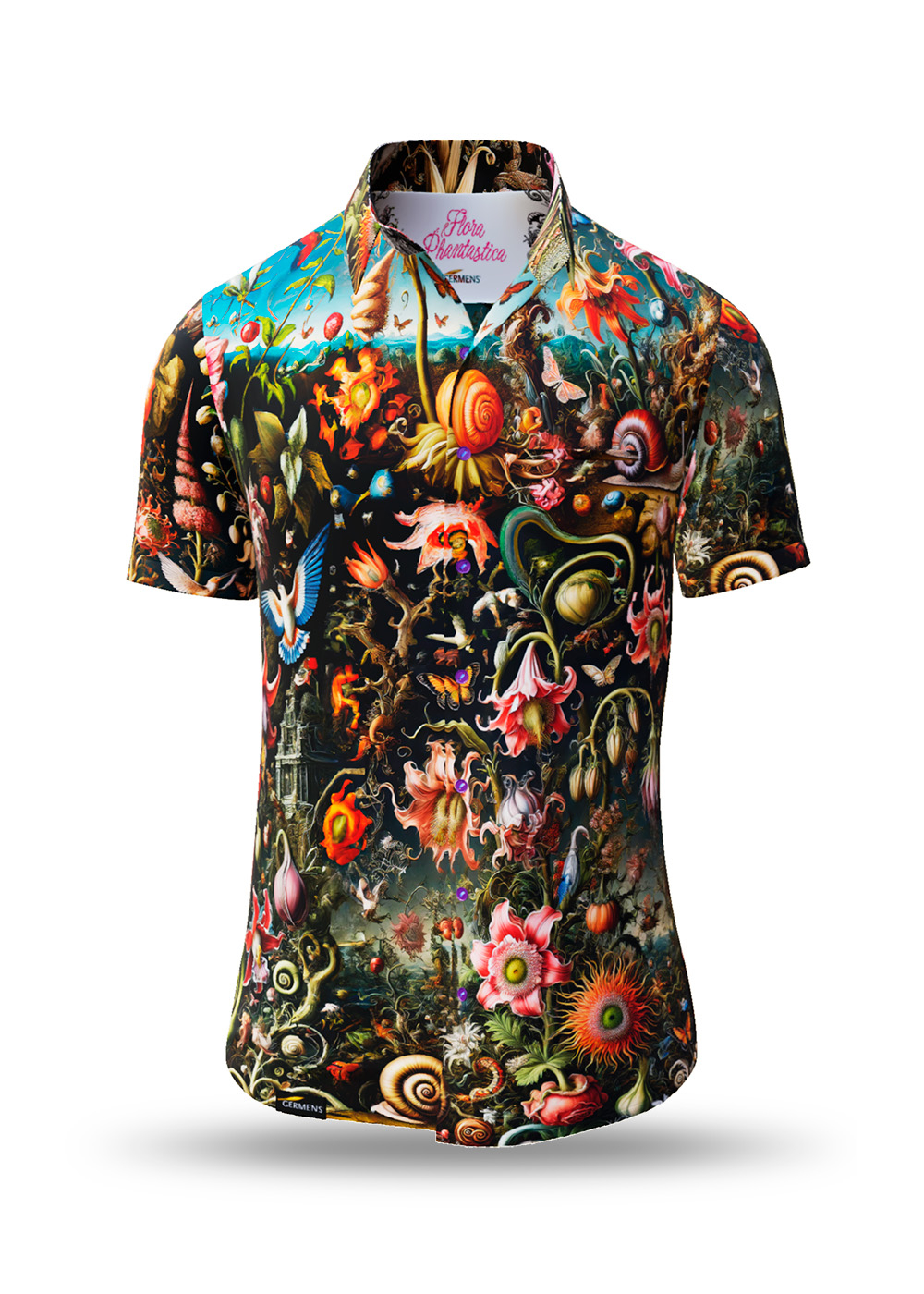 Men's short-sleeved summer shirt FLORA PHANTASTICA by GERMENS artfashion
