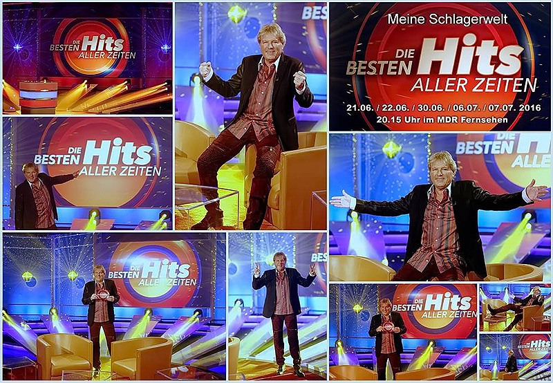 Collage de imágenes del cantante de música pop Bernhard Brink y el programa musical de la mdr «Los mejores éxitos de todos los tiempos»
