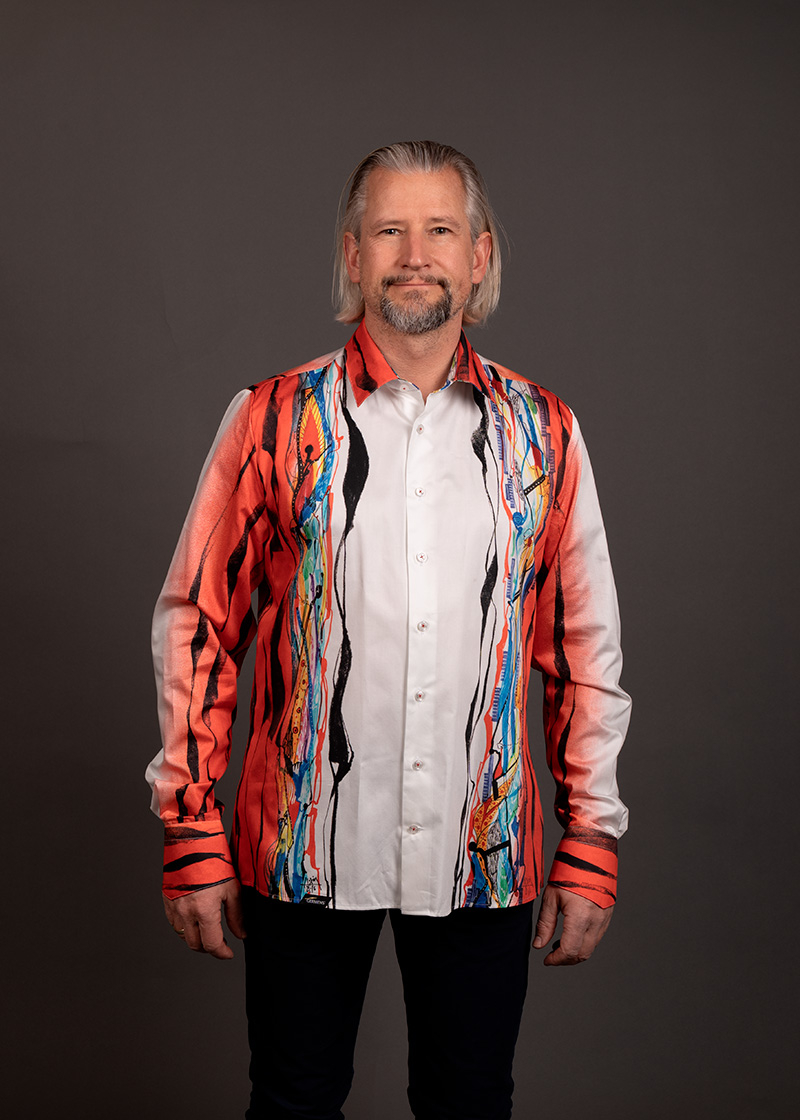 red and white casual shirt ROTER ZAUBER by GERMENS artfashion - 100 % cotton - Made in Germany