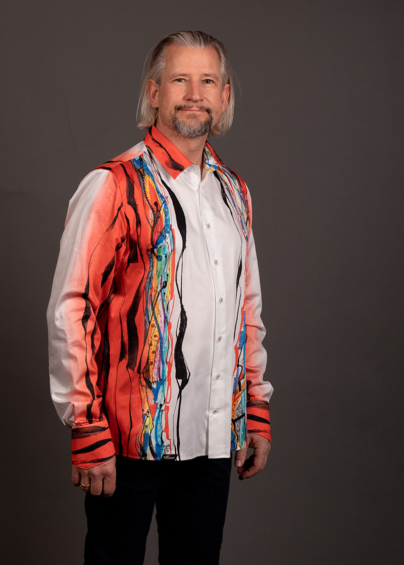 red and white casual shirt ROTER ZAUBER by GERMENS artfashion - 100 % cotton - Made in Germany