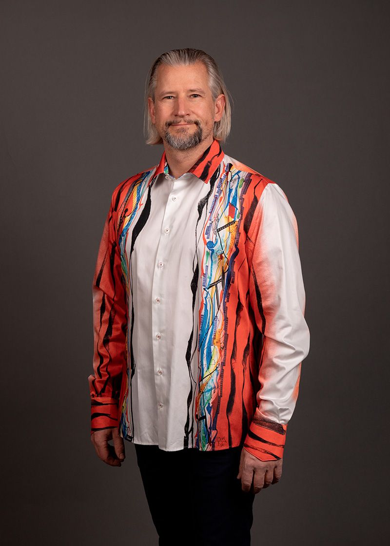 red and white casual shirt ROTER ZAUBER by GERMENS artfashion - 100 % cotton - Made in Germany