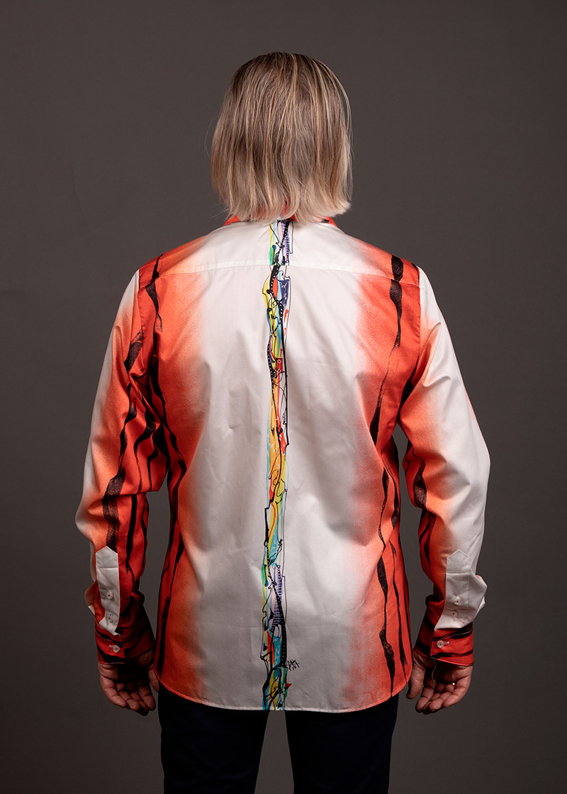 red and white casual shirt ROTER ZAUBER by GERMENS artfashion - 100 % cotton - Made in Germany
