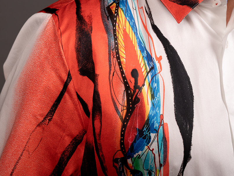 red and white casual shirt ROTER ZAUBER by GERMENS artfashion - 100 % cotton - Made in Germany