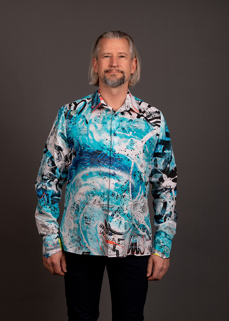 blaues Freizeithemd DAS WUNDER BIST DU von GERMENS artfashion - 100 % Baumwolle - Made in Germany