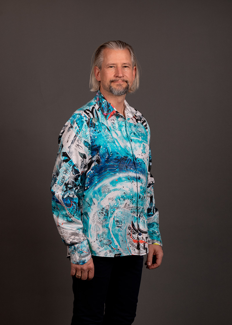 blaues Freizeithemd DAS WUNDER BIST DU von GERMENS artfashion - 100 % Baumwolle - Made in Germany
