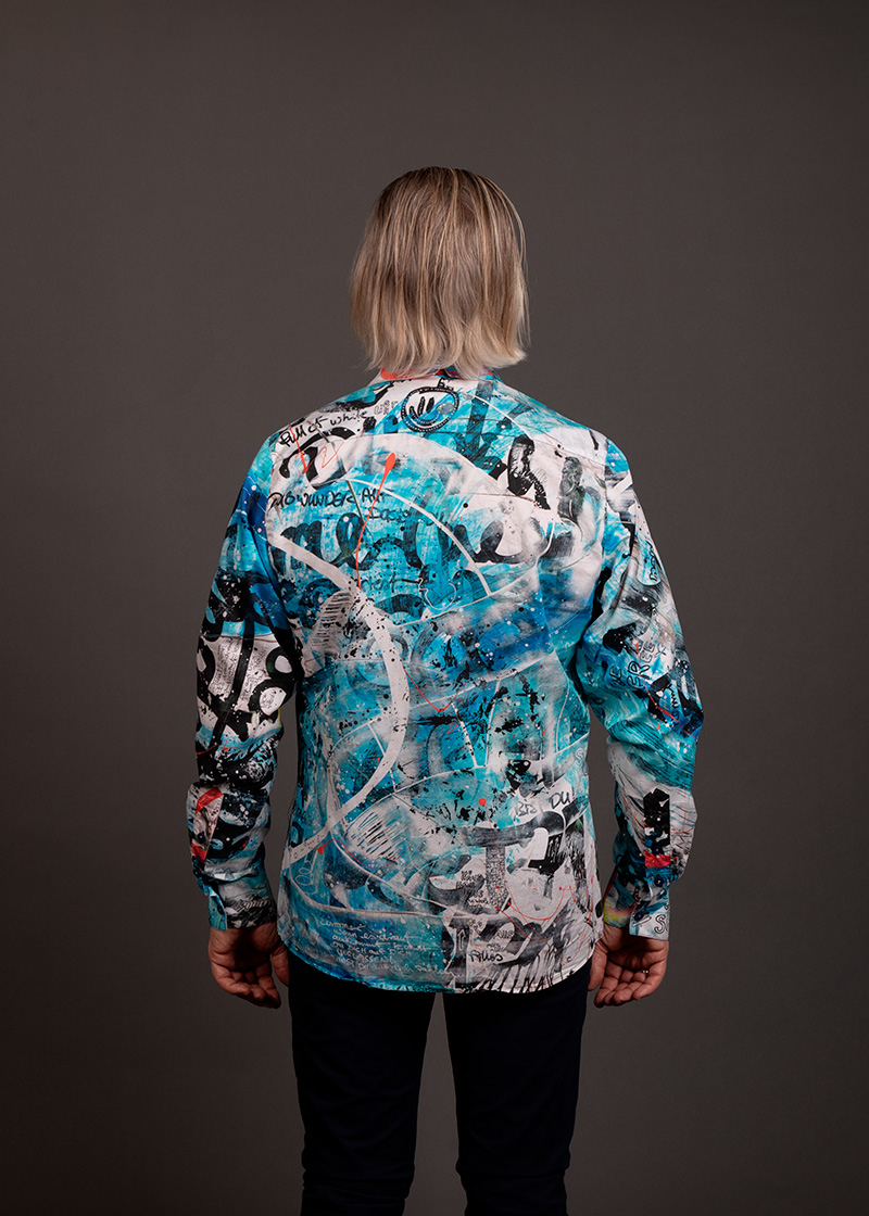 blaues Freizeithemd DAS WUNDER BIST DU von GERMENS artfashion - 100 % Baumwolle - Made in Germany