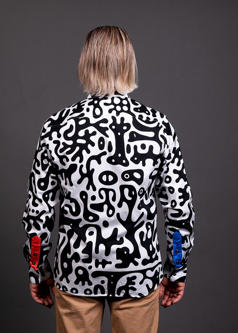 Camisa blanca y negra para hombre JUPPI de GERMENS artfashion - 100 % algodón - Fabricada en Alemania
