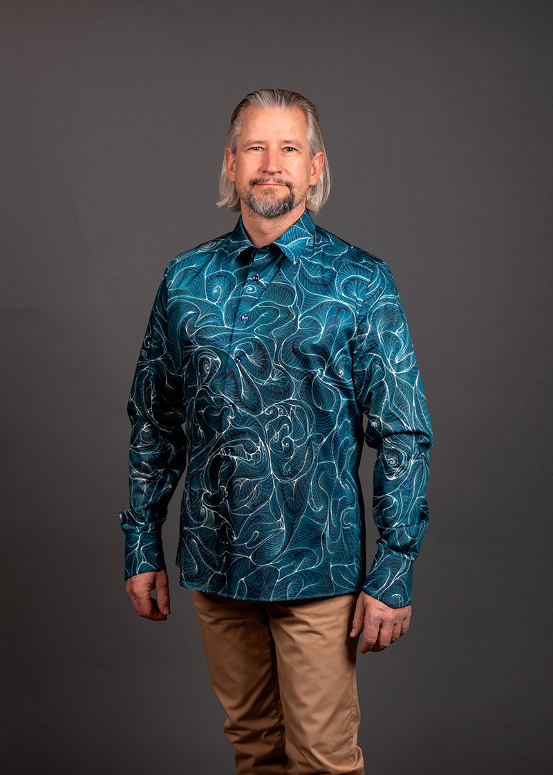 Camisa azul para hombre CONCHIFERA OCEAN de GERMENS artfashion - 100 % algodón - Fabricada en Alemania