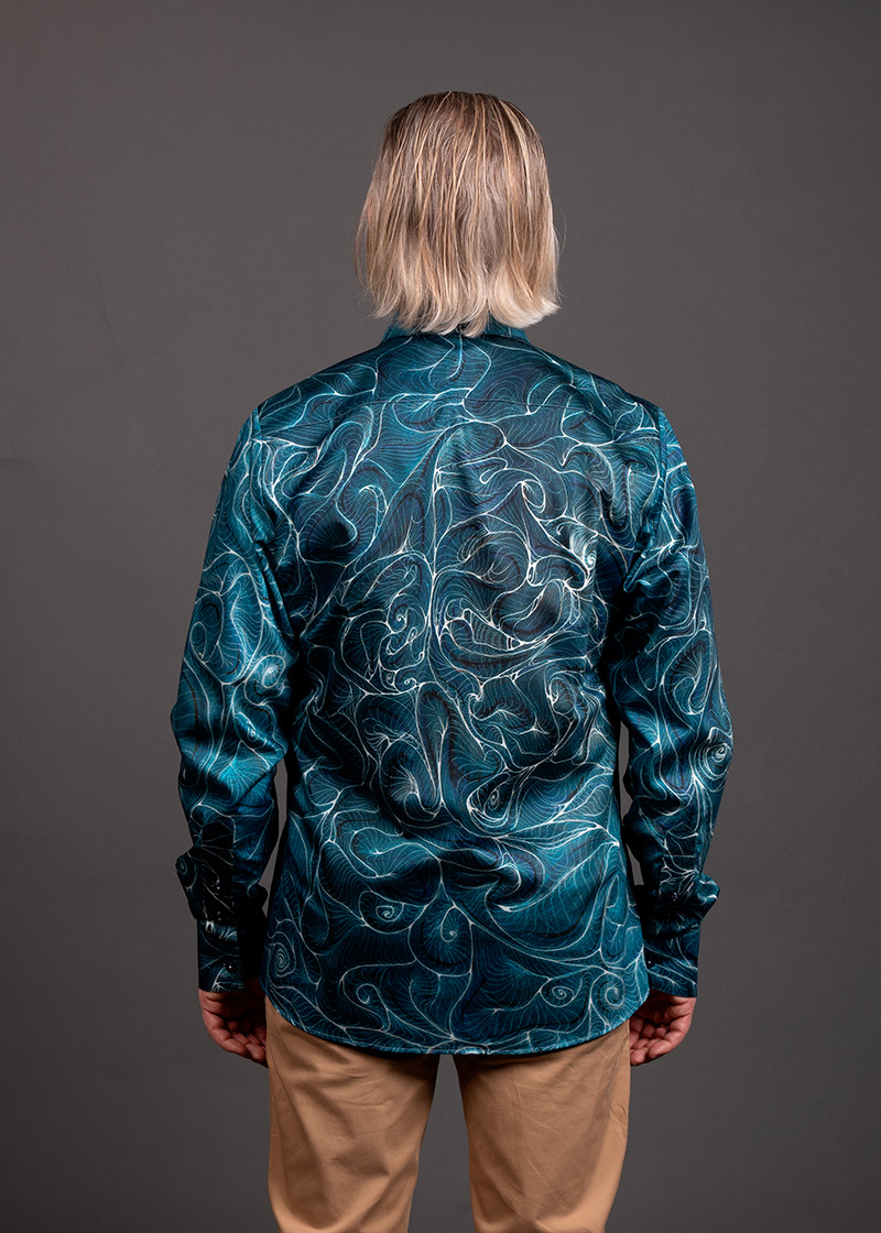 Camisa azul para hombre CONCHIFERA OCEAN de GERMENS artfashion - 100 % algodón - Fabricada en Alemania