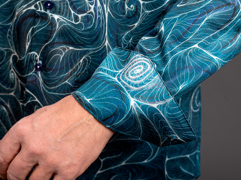 Camisa azul para hombre CONCHIFERA OCEAN de GERMENS artfashion - 100 % algodón - Fabricada en Alemania