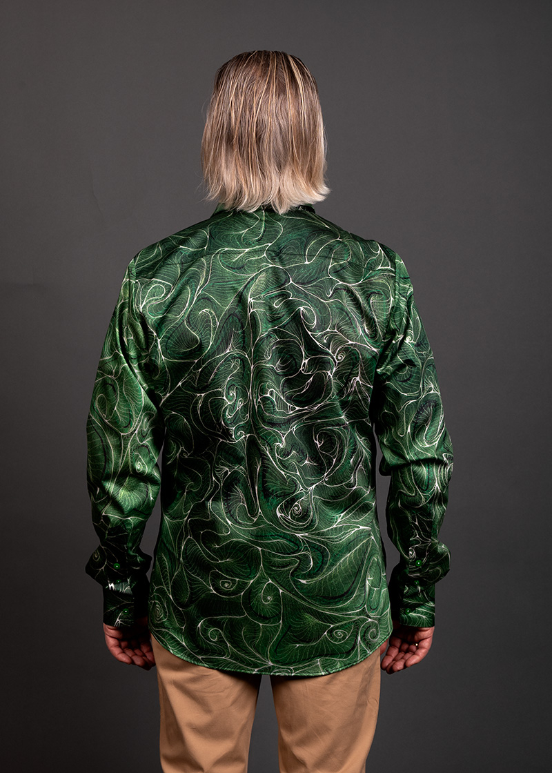 Camisa verde para hombre CONCHIFERA FOREST de GERMENS artfashion - 100 % algodón - Fabricada en Alemania