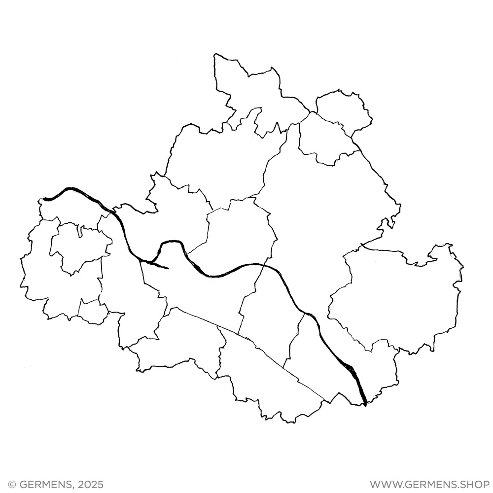 Mapa de la ciudad de Dresde con los distintos barrios y el río Elba