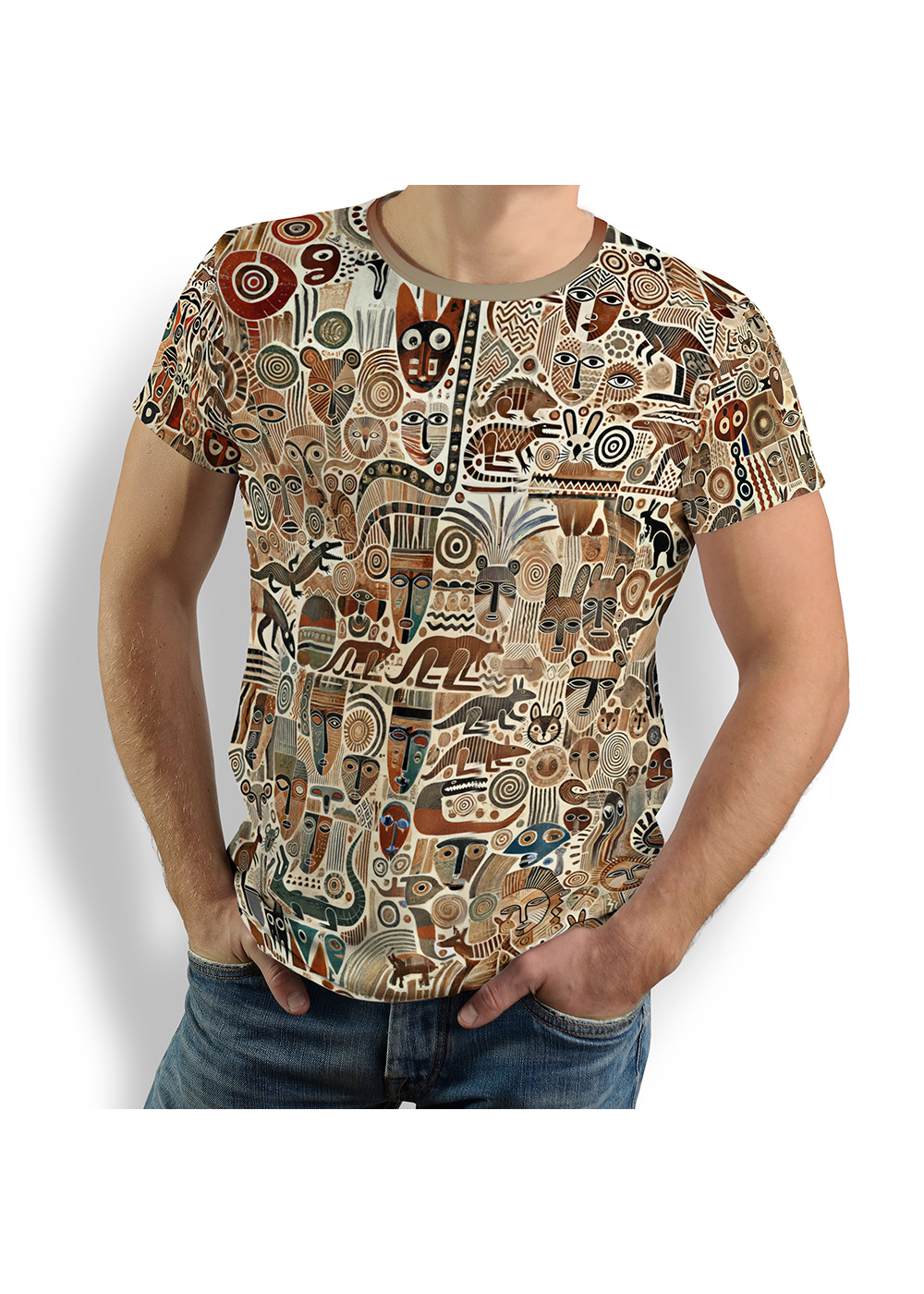 beige T-shirt for men OUTBACK ESSENCE by GERMENS artfashion