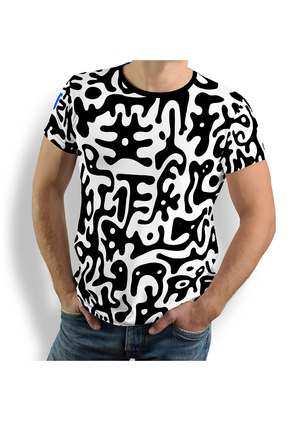 Camiseta blanca y negra para hombre «JUPPI» de GERMENS artfashion