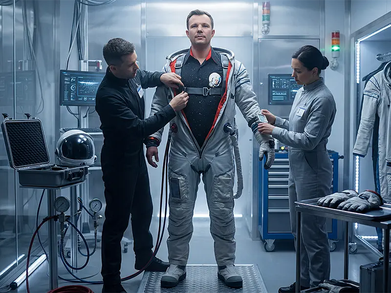 Weltraum-Abenteuer – futuristische Reiseidee, mit dem GERMENS Hemd JURI GAGARIN „ganz oben“.