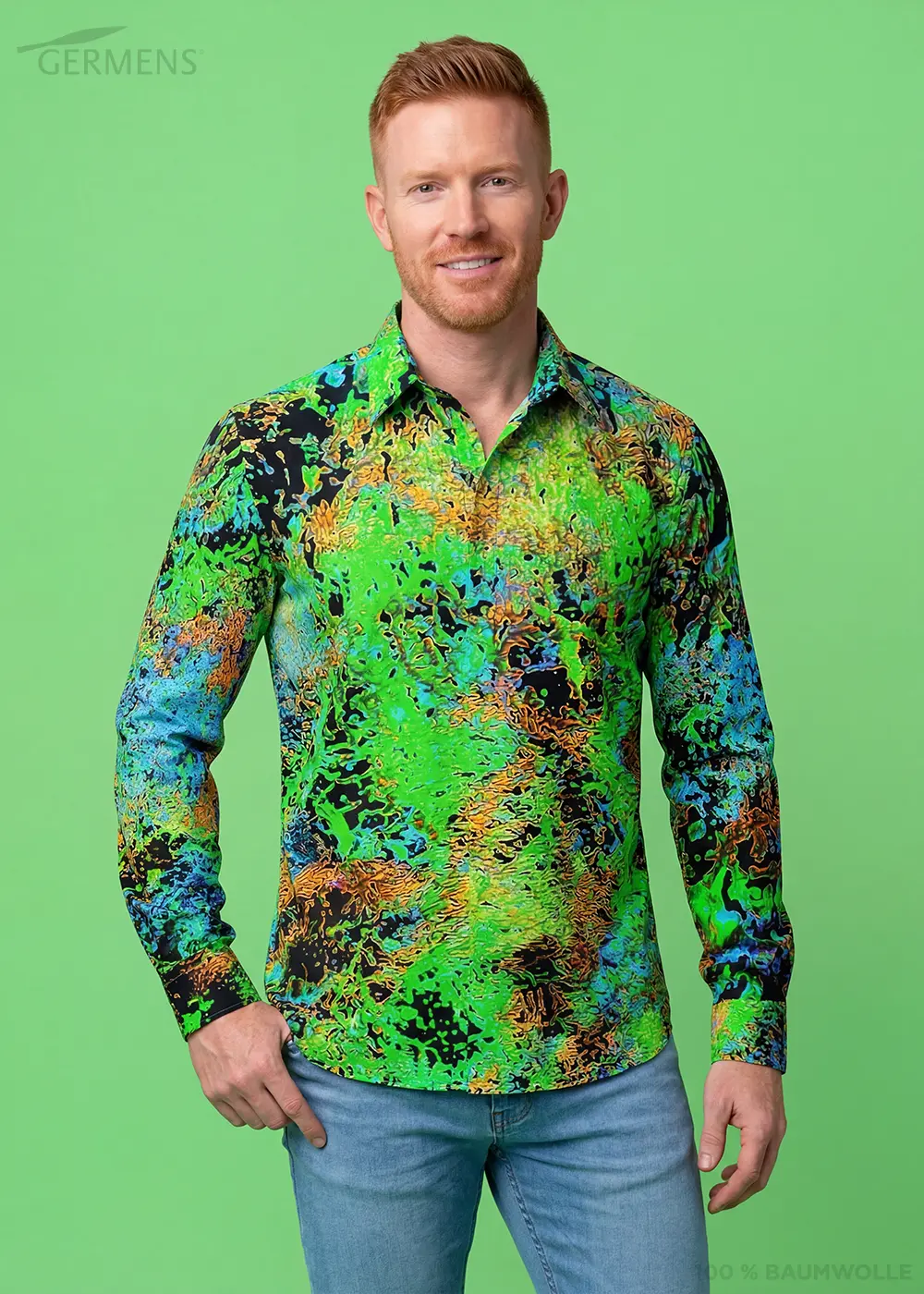 Camisas verdes de manga larga para hombre de GERMENS