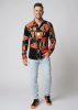 Herren Hemden Langarm NEW ORLEANS FUNKY - Braun schwarzes Hemd - GERMENS - 100 % Baumwolle