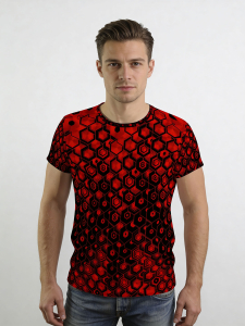 ausgefallene T-Shirts für Männer - HEXAGON ZINNOBER - 100 % Baumwolle - GERMENS artfashion - Größe XL