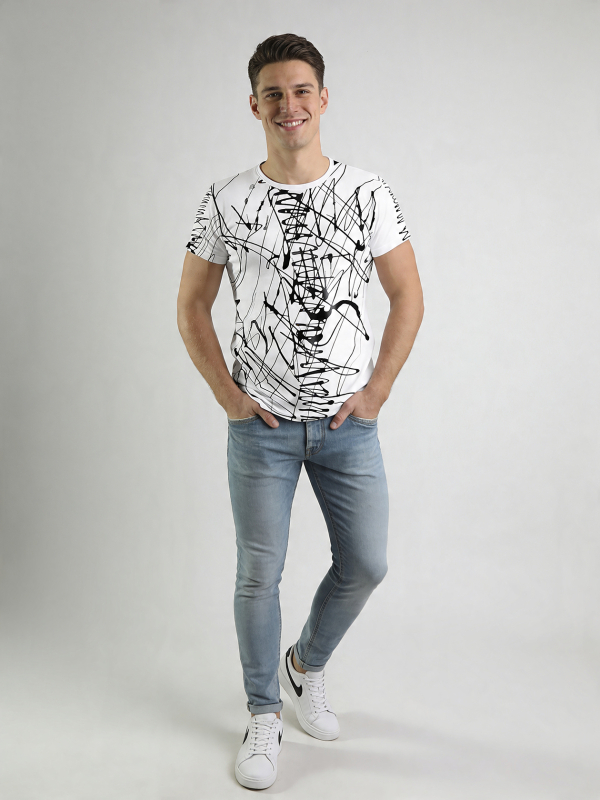 ausgefallene T-Shirts für Männer - DENADA WHITE - 100 % Baumwolle - GERMENS artfashion - Größe 3XL