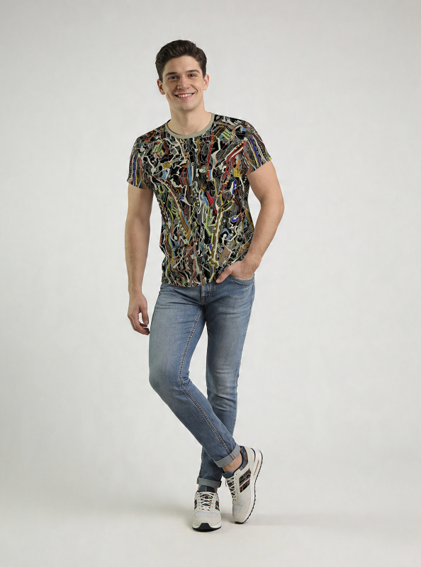 Camisetas originales para hombre - CAMISETA CON ESTAMPADO DE CORAZÓN - 100 % algodón - GERMENS artfashion - Talla L