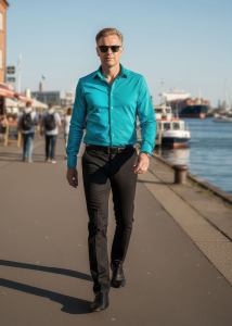 Descubre las camisas de colores para hombre GRADIENT AQUA - 100 % algodón