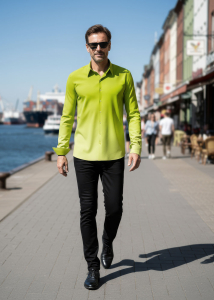 Descubre las camisas de colores para hombre GRADIENT LIME - 100 % algodón