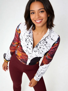 Blusa exclusiva para mujer - FIRE & ICE - 100 % algodón -...