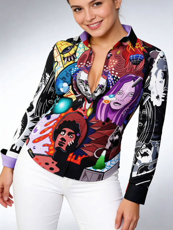 ausgefallene Damenbluse für Damen - CONTRA BANNED - 100 % Baumwolle - GERMENS artfashion - Größen XS bis 3XL