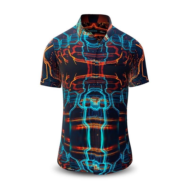 Sommerhemd Herren HACKER - 100 % Baumwolle - 10 Größen von XS - 6XL - außergewöhnliches Design - feinste Verarbeitung - Stoffe Made in Germany - limitiert und exklusiv