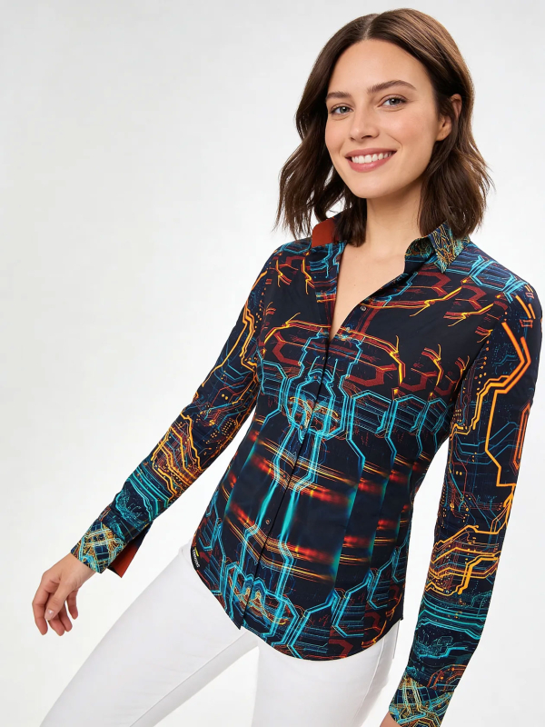 Blusa original para mujer - HACKER - 100 % algodón - GERMENS artfashion - Tallas de la XS a la 3XL