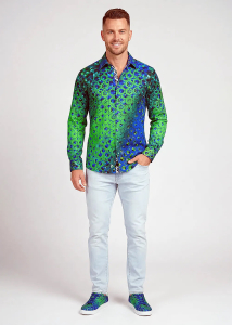 Descubre las camisas de colores para hombre HEXAGON MALACHIT - 100 %...