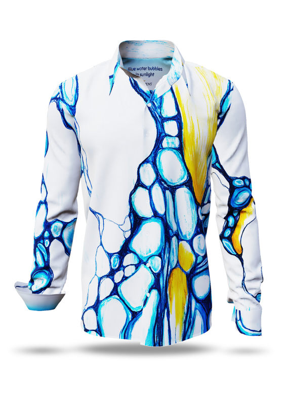 Descubre las camisas para hombre BLUE WATER BUBBLES IN SUNLIGHT - 100 % algodón