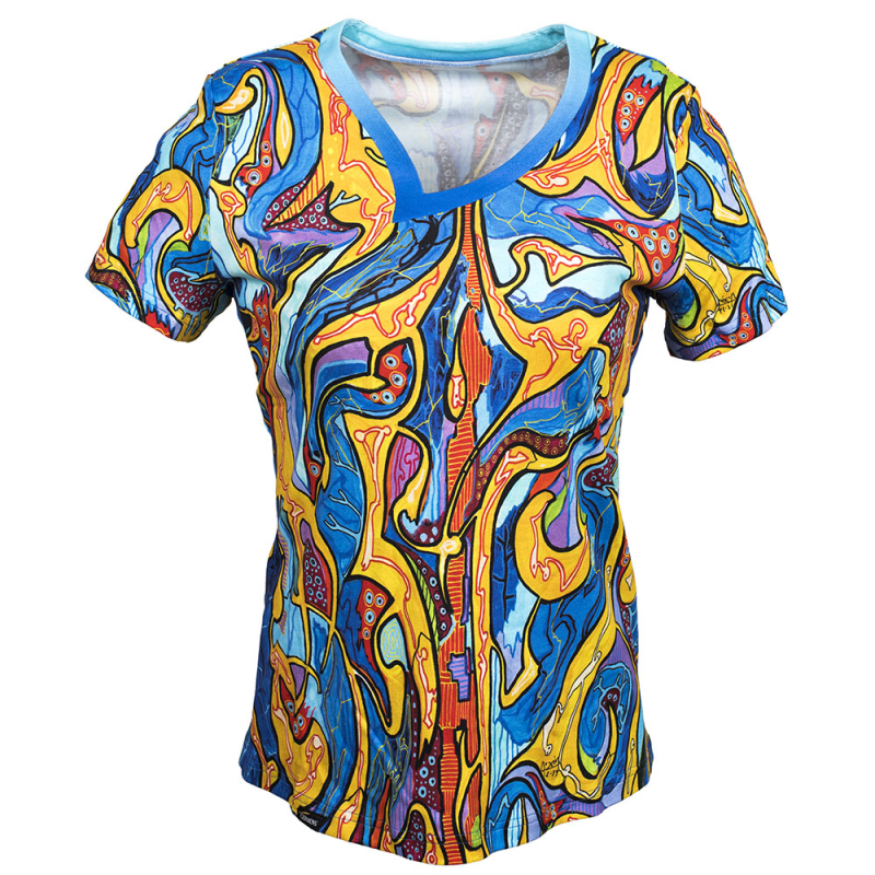 ORNAMI - Camiseta de manga corta de colores para mujer