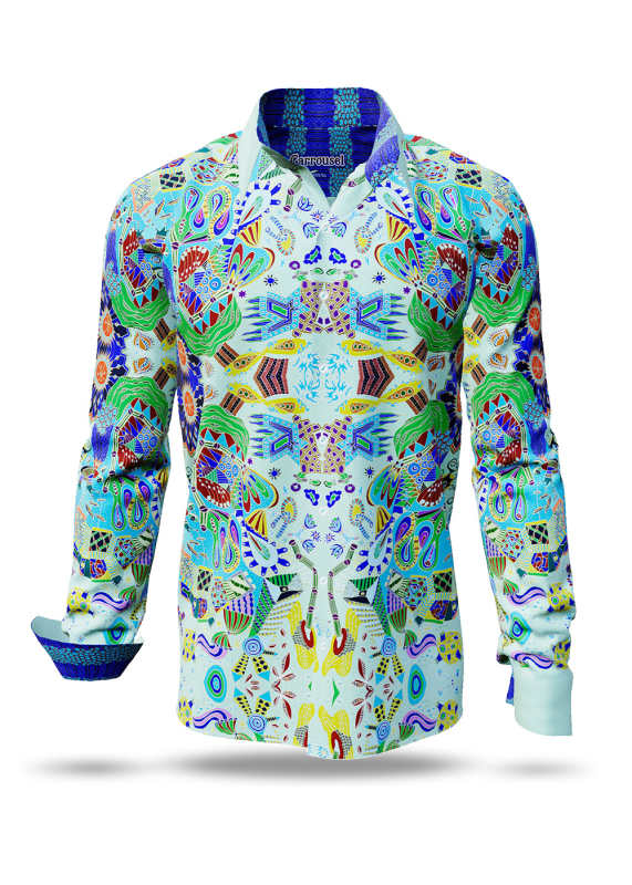 Descubre las coloridas camisas de hombre CARROUSEL MINT - 100 % algodón
