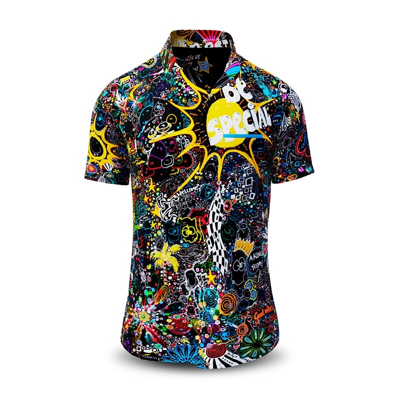 Sommerhemd Herren LETS BE CRAZY TONIGHT - 100 % Baumwolle - 10 Größen von XS - 6XL - außergewöhnliches Design - feinste Verarbeitung - Stoffe Made in Germany - limitiert und exklusiv