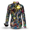 ausgefallene Damenbluse für Damen - LETS BE CRAZY TONIGHT - 100 % Baumwolle - GERMENS artfashion - Größen XS bis 3XL