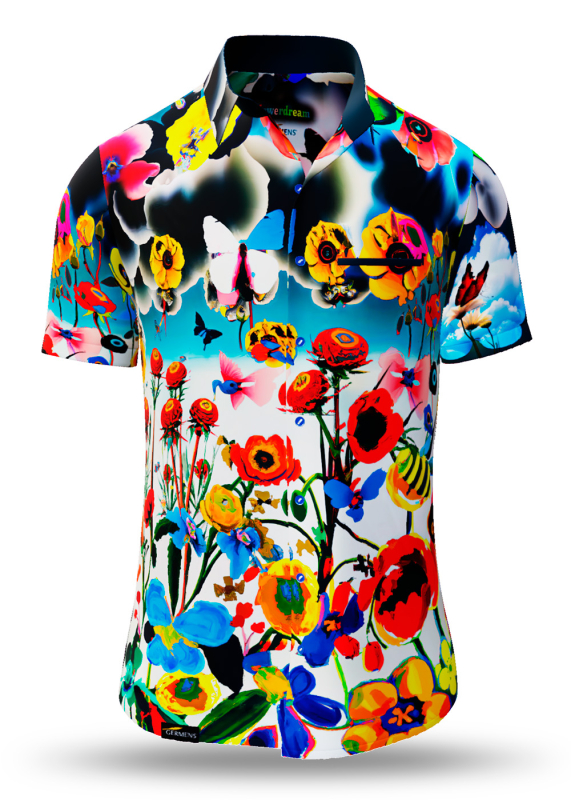 Camisa de verano para hombre FLOWERDREAM - 100 % algodón - 10 tallas, de la XS a la 6XL - diseño excepcional - confección de primera calidad - tejidos «Made in Germany» - edición limitada y exclusiva