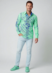 Descubre las camisas de colores para hombre DENADA MINT - 100 % algodón
