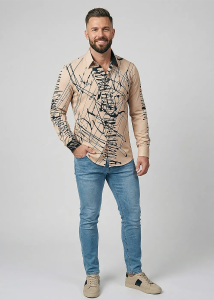 Descubre las camisas de colores para hombre DENADA BEIGE - 100 % algodón
