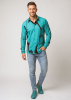 Discover colorful button up shirts for men LEBENSADER PETROL - 100% cotton