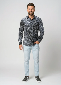 Descubre las camisas de botones para hombre CONCHIFERA GRAPHITE -...