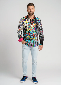 Descubre las coloridas camisas de hombre con botones de POWERFLOWER -...